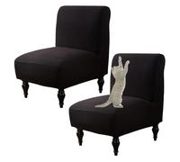 OBASDFD Funda Elástica For Silla Sin Brazos con Borde Elástico, Lavable Y Decorativa(Black,Set of 2)