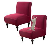 OBASDFD Funda Elástica For Silla Sin Brazos con Borde Elástico, Lavable Y Decorativa(Burgundy,Set of 2)