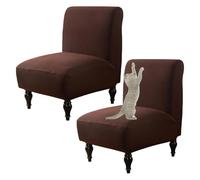 OBASDFD Funda Elástica For Silla Sin Brazos con Borde Elástico, Lavable Y Decorativa(Dark Coffee,Set of 2)