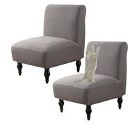 OBASDFD Funda Elástica For Silla Sin Brazos con Borde Elástico, Lavable Y Decorativa(Light Gray,Set of 2)