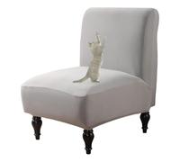 OBASDFD Funda Elástica For Silla Sin Brazos con Borde Elástico, Lavable Y Decorativa(Light Grey 1,Set of 1)
