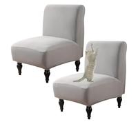 OBASDFD Funda Elástica For Silla Sin Brazos con Borde Elástico, Lavable Y Decorativa(Light Grey 1,Set of 2)