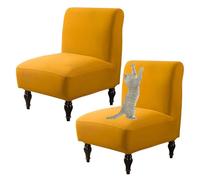 OBASDFD Funda Elástica For Silla Sin Brazos con Borde Elástico, Lavable Y Decorativa(Yellow,Set of 2)
