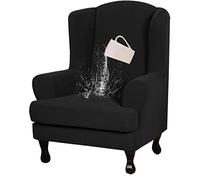 OBASDFD Funda Impermeable For Sillón Orejero, Muy Elástica, Antideslizante Y con Base For Protegerlo(Black)