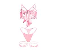 OBASDFD Garter Lingerie for Women Bow Decoration Women's Sets 2026 Underwear Set Lace Bra Bodysuits Harness Upper Body, Red, S(Pink,S)