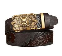 OBASDFD Hebilla De Cinturón Tallada: Con Patrón En Relieve, Elegante Estilo Vintage, Agrega El Toque Perfecto A Cualquier Par Pantalones(Dragon-a,120cm/47)