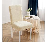 OBASDFD Juego De 6 Fundas Elásticas Impermeables For Sillas Comedor, con Protectores Lavables Y Extraíbles(Cream Color,4PC)
