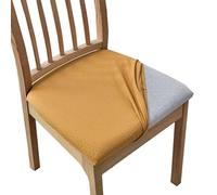 OBASDFD Juego De Fundas Elásticas For Sillas Comedor, Protectoras Asiento Cuero Sintético(Camel,6 Pieces)