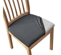 OBASDFD Juego De Fundas Elásticas For Sillas Comedor, Protectoras Asiento Cuero Sintético(Dark Gray,6 Pieces)