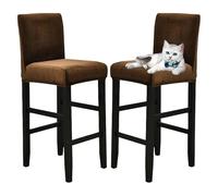 OBASDFD Juego De Fundas Terciopelo For Taburetes Bar con Respaldo, Elásticas Lavables Cocina Y Pub(Coffee,2 pcs)