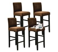 OBASDFD Juego De Fundas Terciopelo For Taburetes Bar con Respaldo, Elásticas Lavables Cocina Y Pub(Coffee,4 pcs)