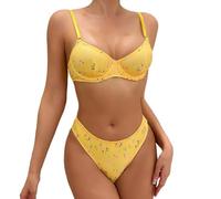 OBASDFD Lingerie Set for Home with Undershirt and Panties. Women's Sexy 2026 Festival Outfit Lace Bra with Stockings Harness Upper Body, Yellow, M(L)