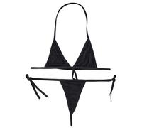 OBASDFD Mini Bra Sets Wirefree Ultra-Thin Mesh Unlined Brief Set Black Transparent 2 Pieces Halter(Red)(Black)