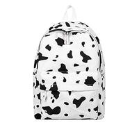 OBASDFD Mochila De Lona For Mujer, Ideal For El Comienzo La Temporada Escolar, Con Estampado Vaca Y Cremallera(White)
