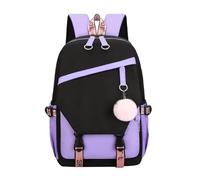 OBASDFD Mochila de tela color sólido a la moda for mujer, mochila gran capacidad con cinturón hombro ajustable(Purple)