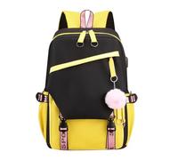 OBASDFD Mochila de tela color sólido a la moda for mujer, mochila gran capacidad con cinturón hombro ajustable(Yellow)