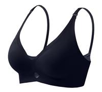 OBASDFD Non-Wired Bra Padded Full Cup for Women Seamless Bustier Bralette Breathable Soft, Black, M(Black,L)