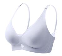 OBASDFD Non-Wired Bra Padded Full Cup for Women Seamless Bustier Bralette Breathable Soft, Lightblue, L(Lightblue,M)