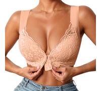 OBASDFD Non-Wired Lace Push Up Bra with Front Closure and Non-Removable Pads for Everyday Comfort and Style, Gray, XL(Rose Gold,XL)