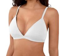 OBASDFD Non-Wired Triangle Bralette Unlined Seamless No Underwire Comfortable Unpadded Everyday Bra, Black, XL(White,XS)