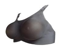 OBASDFD Pecho Falso De Silicona Conjunto Sujetador Cosmético Realista Pechos Falsos Inserciones Especiales Formas Push Up Redondas For Crossdresser Cubierta Pezón Reutilizable Negro-A(Black,E)