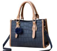 OBASDFD Purses And Handbags Tote Bag With Simple Pattern Large Capacity Single Shoulder With Pebble Grain(Dark Blue)