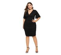 OBASDFD Robe Noire Femme Vestido Cruzado con Volantes De Talla Grande for Mujer, Midi Ajustado Plisado, Informal, Fiesta, Trabajo