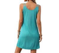 OBASDFD Robe Pull Femme - Vestido suelto sin mangas con cuello redondo liso para primavera/verano, color militar, verde menta, XL