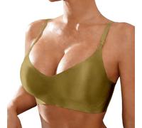 OBASDFD Seamless Bra with Adjustable Thin Straps Removable Pads Lightweight Support for Everyone - Ideal as a T-Shirt Bralette, Green, M(Green,XL)