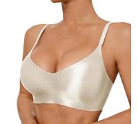 OBASDFD Seamless Bra with Adjustable Thin Straps Removable Pads Lightweight Support for Everyone - Ideal as a T-Shirt Bralette, Green, XL(White,M)