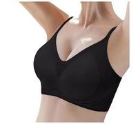 OBASDFD Seamless Ice Silk Push Up Bra for Women Cool Jelly Thin Soft Support Breathable Comfortable Back Small, Black, S(Black,S)