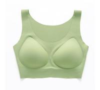 OBASDFD Seamless Non-Wired Bra Women Bralette Padded Comfortable No Underwire T-Shirt Pull on Crossback Soft Bustier, Beige, M(Green,M)