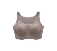 OBASDFD Seamless Non-Wired Bra Women Bralette Padded Comfortable No Underwire T-Shirt Pull on Crossback Soft Bustier, Beige, M(Brown,L)