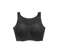 OBASDFD Seamless Non-Wired Bra Women Bralette Padded Comfortable No Underwire T-Shirt Pull on Crossback Soft Bustier, Beige, M(Black,M)