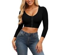 OBASDFD Seamless Non-Wired Yoga Sports Bra with Front Closure and Adjustable Long Sleeves for Fitness, Running and More, Beige, 3XL(Black,XXL)