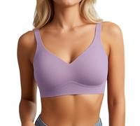 OBASDFD Seamless Push Up Bra with Full Bust for Everyone - Wireless Shaping Underwear with Deep V-Neck for Optimal Support Comfortable, Khaki, XXL(Purple,4XL)
