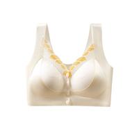 OBASDFD Seamless Push Up Bra with Underwire, Lace Front Closure, Side Coverage and Back Support, Beige, 3XL(Purple,3XL)
