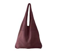 OBASDFD Simple Retro Hollow Crochet Large Capacity Shopping Women's Woven Leather Shoulder Bag(O)