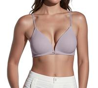 OBASDFD Slim Shoulder Straps, Beautiful Back, Front Buttoned Underwear, Thin Summer Bra for Small Bust, Tight Fit, No Steel Rings, French Triangle Cup, Seamless, Gray, S(Gray,S)