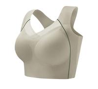 OBASDFD Sports Bra Women's with Plain Seamless Back, Shockproof, Push Up, Wireless, with Widened Side Walls, Beige, 90-100 KG(Green,70-80 KG)