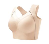 OBASDFD Sports Bra Women's with Plain Seamless Back, Shockproof, Push Up, Wireless, with Widened Side Walls, Beige, 90-100 KG(Beige,60-70 KG)