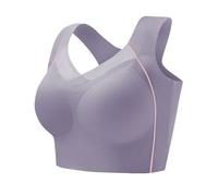 OBASDFD Sports Bra Women's with Plain Seamless Back, Shockproof, Push Up, Wireless, with Widened Side Walls, Beige, 90-100 KG(Purple,50-60 KG)