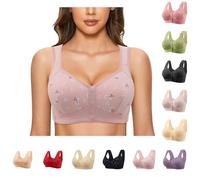 OBASDFD Sujetadores con Cierre Frontal For Mujer, Ajuste Cómodo Sin Aros Y Tejido Transpirable, Diseño Apto Personas Mayores Artritis(2-Pink,XS)