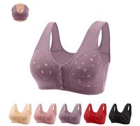 OBASDFD Sujetadores con Cierre Frontal For Mujer, Ajuste Cómodo Sin Aros Y Tejido Transpirable, Diseño Apto Personas Mayores Artritis(1-Purple,XS)