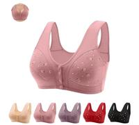 OBASDFD Sujetadores con Cierre Frontal For Mujer, Ajuste Cómodo Sin Aros Y Tejido Transpirable, Diseño Apto Personas Mayores Artritis(1-Pink,XS)