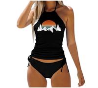 OBASDFD Summer Canada Independence Day Letter Print Sexy Lace Up Two Piece Swimsuit, Gray, S(Orange,XXL)