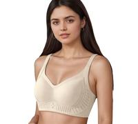 OBASDFD Supportive Wirefree Bra for Optimal Coverage, Support Side Smoothing - Comfortable Wireless T-Shirt, Black, L(Beige,M)