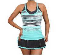 OBASDFD Swimming Costume Women Tankini Sets Tummy Control Push-up Padded with Skirt Hawaiian Print Swimsuits Two Piece Swimwear for (Light Blue, S)(Sky Blue,5XL)