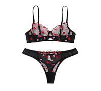 OBASDFD Underwear Set Polyester Wired Bedroom for Women Sexy 2026 Outfit Lace Bra with Stockings Harness Women's Upper Body, Black, XXL(3XL)