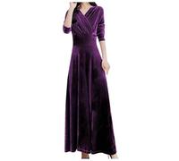OBASDFD Vestido de invierno largo y delgado con manga temperamental para mujer, Morado (, XXL